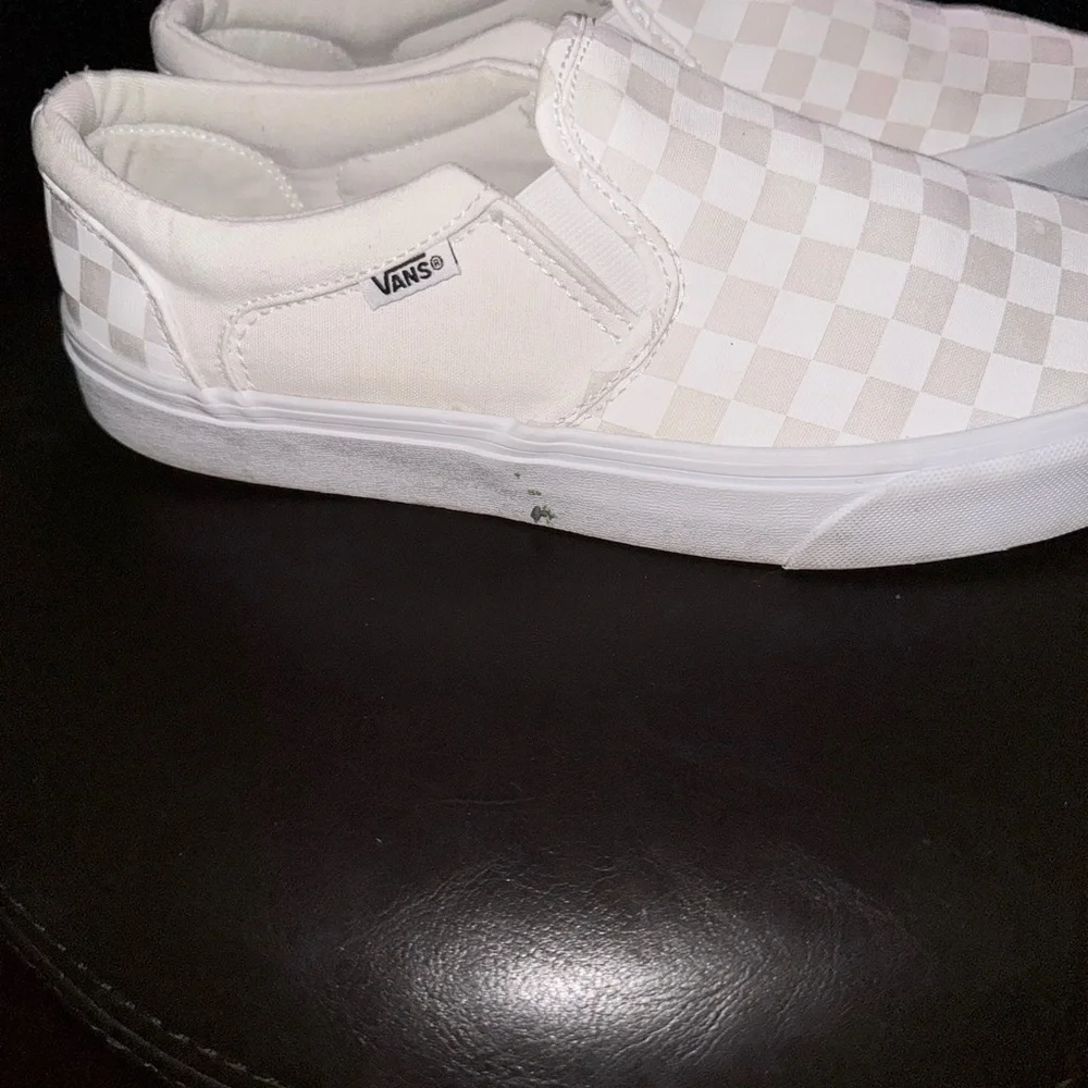 Vans White and Gray Checkered Athletic Shoes - Picture 5 of 6